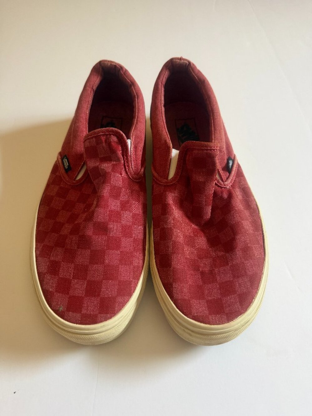 Vans Tango Red Checker Slip Ons M 11